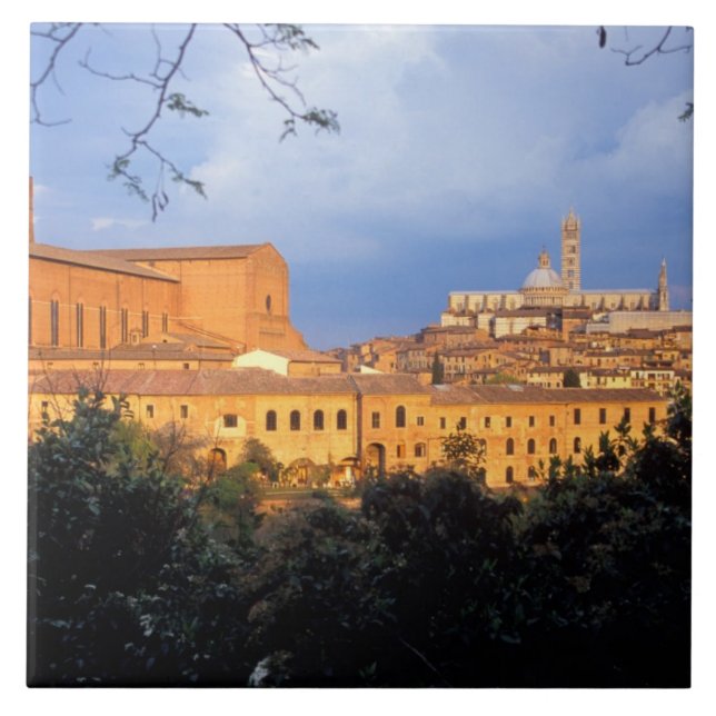Azulejo De Cerámica El pueblo toscano de Siena, Italia. (Frente)