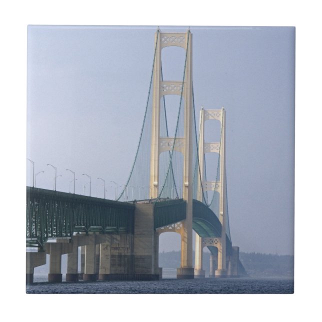 Azulejo De Cerámica El puente Mackinac (Frente)