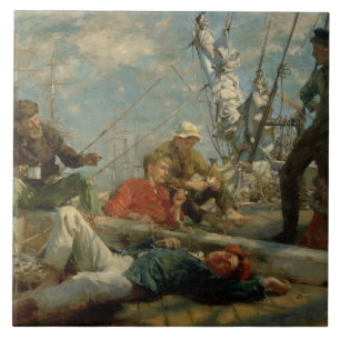 Azulejo De Cerámica El resto del mediodía (marineros que cuentan un