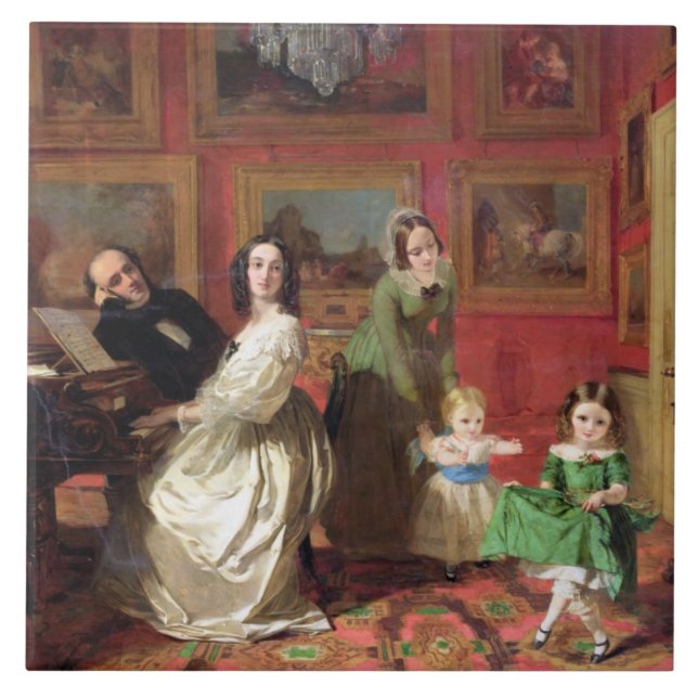Azulejo De Cerámica El Rev. y la señora Palmer-Lovell con su hija (Frente)