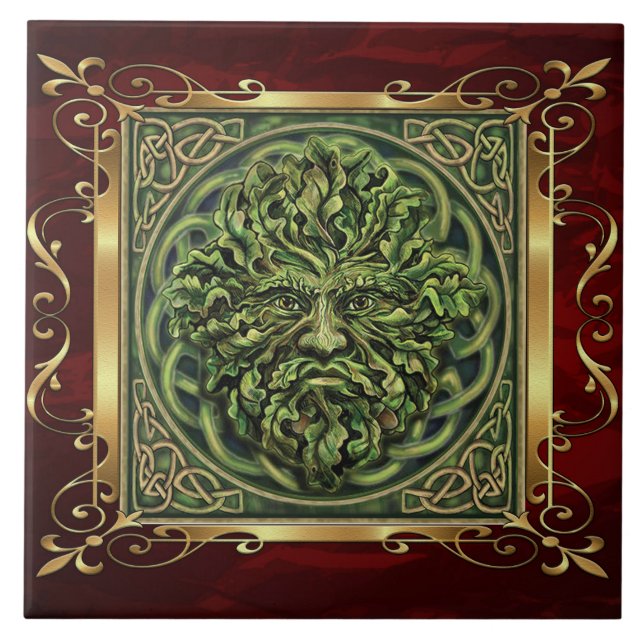 Azulejo De Cerámica El ritual medieval rojo de rubíes de la brujería (Frente)