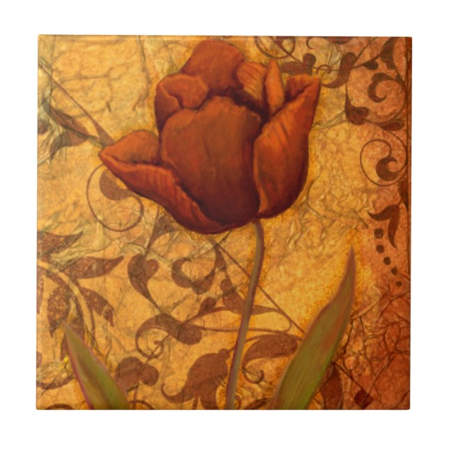 Azulejo De Cerámica El rojo florece II (Frente)