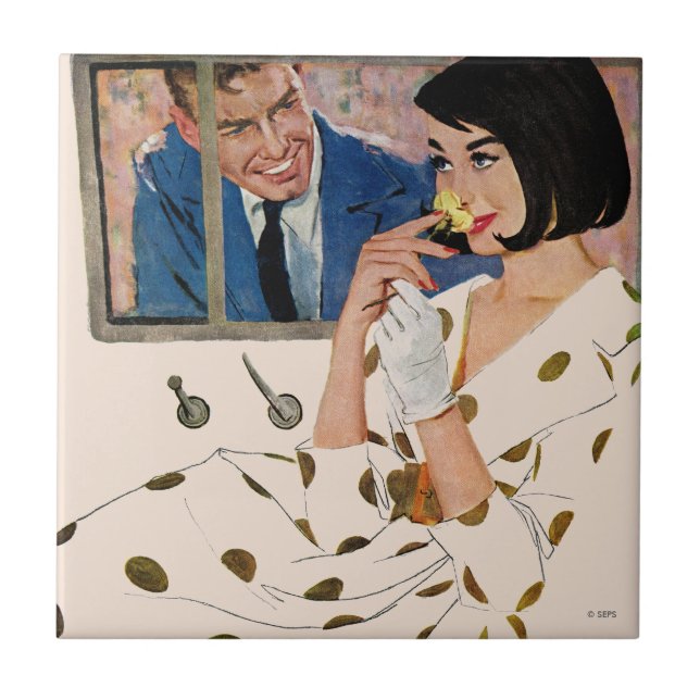 Azulejo De Cerámica El Rosa de oro (Frente)