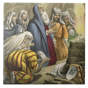 Azulejo De Cerámica El sacrificio de Noah en dejar la arca, de una