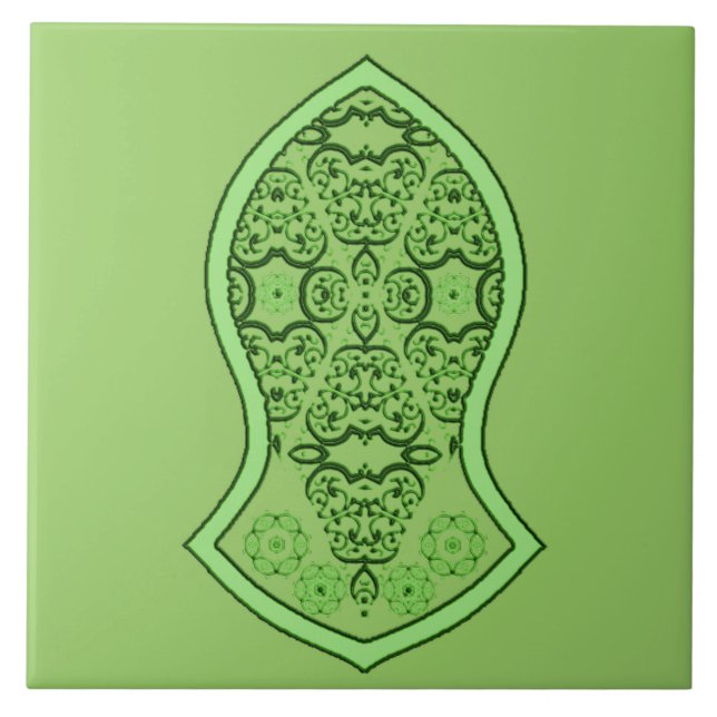 Azulejo De Cerámica El Sandal Del Profeta (Verde) (Frente)