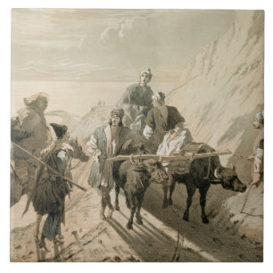 Azulejo De Cerámica El Sevang o el lago Cockcha, Transcaucasia, placa