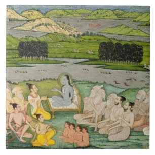 Azulejo De Cerámica El Shuku sabio Deva que se dirige al rey Parikshit