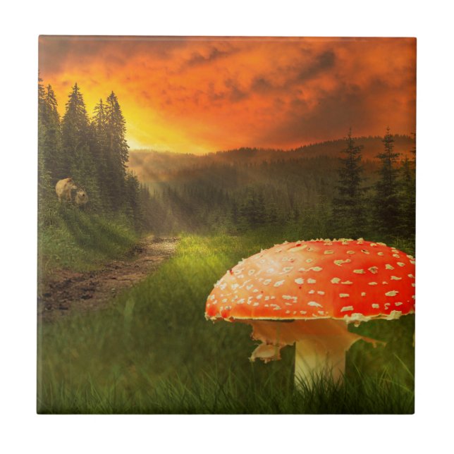 Azulejo De Cerámica El Sol Otoño. (Frente)