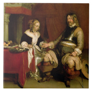 Azulejo De Cerámica El soldado del caballero (aceite en lona)