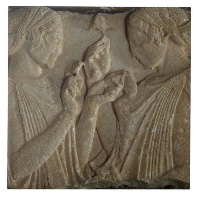 Azulejo De Cerámica El Stele de Pharsalos que representa la (Frente)