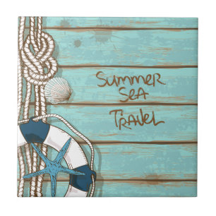 Azulejo De Cerámica El verano, mar, viaja diseño náutico