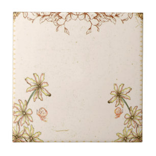 Azulejo De Cerámica El vintage florece el boda