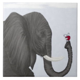 Azulejo De Cerámica Elefante Adorable y Ladybug Cuaderno