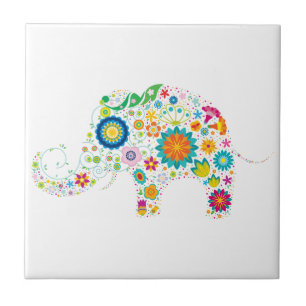 Azulejo De Cerámica Elefante adornado
