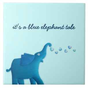 Azulejo De Cerámica elefante azul