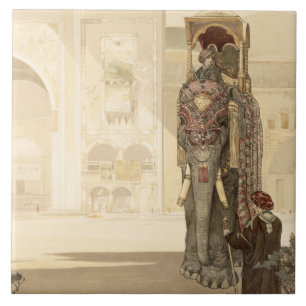 Azulejo De Cerámica Elefante ceremonial, "del libro de la selva" por