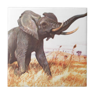 Azulejo De Cerámica Elefantes animales de la Selva Africana Safari