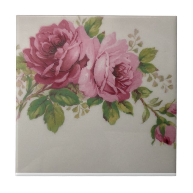 Azulejo de cerámica elegancia rosa (Frente)
