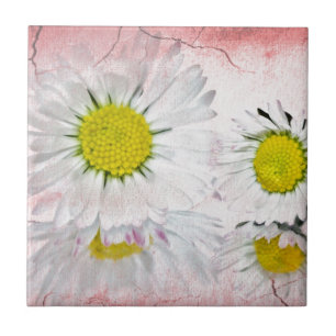 Azulejo De Cerámica Elegante Boda Romántico Bridal Shower Daisies