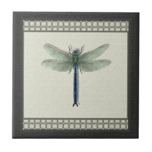 Azulejo De Cerámica Elegante Dragonfly azul