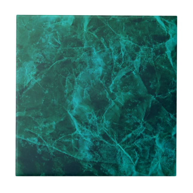 Azulejo De Cerámica Elegante estampado de mármol verde oscuro (Frente)