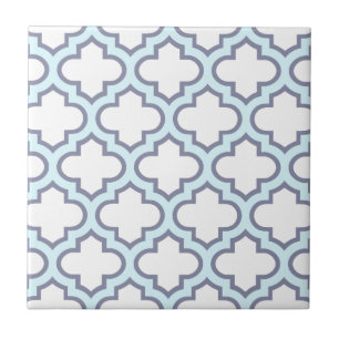Azulejo De Cerámica Elegante patrón marroquí de cuatro hojas en azul c