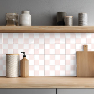 Azulejo de cerámica elegante rosa y blanco a cuadr