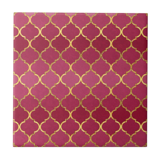 Azulejo De Cerámica Elegante trendy purpurina quatrefoil (Frente)