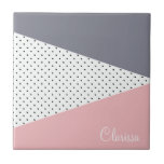 Azulejo De Cerámica Elegantes puntos de polka geométrica rosa púrpura<br><div class="desc">Una bonita combinación de modernos puntos de polka pasteles geométricos y retro.</div>