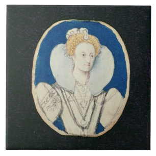 Azulejo De Cerámica Elizabeth I, retrato miniatura, (inacabado)