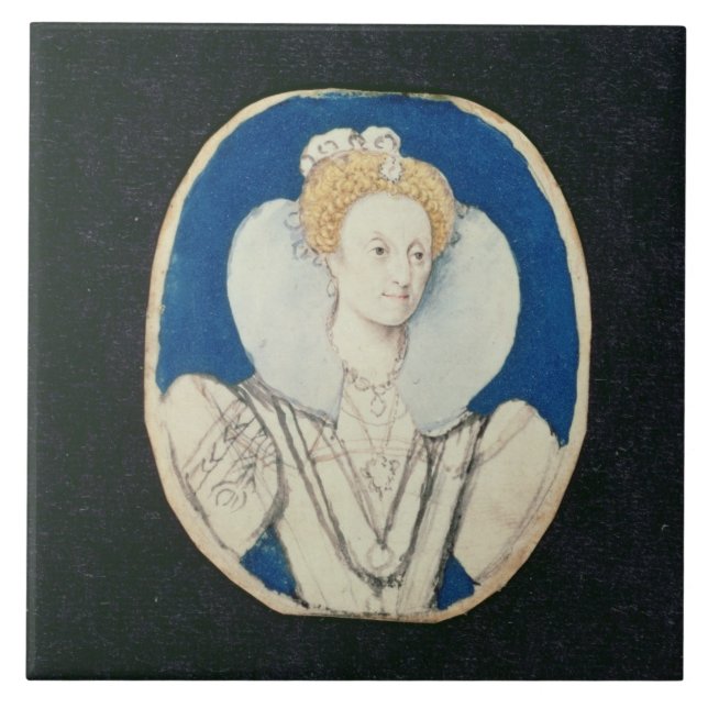 Azulejo De Cerámica Elizabeth I, retrato miniatura, (inacabado) (Frente)
