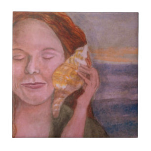 Azulejo De Cerámica Ella vende sonrisas del mar