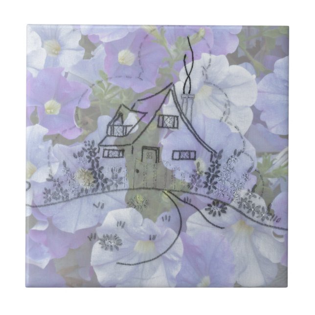 Azulejo De Cerámica Embroidería y Petunias (Frente)