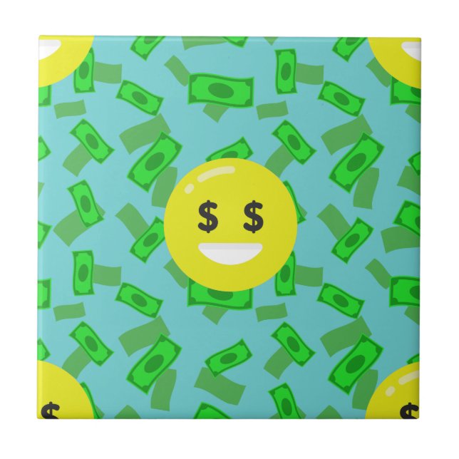 Azulejo De Cerámica emoji con ojos de dinero (Frente)
