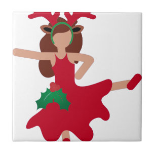 Azulejo De Cerámica emoji de bailarina de flamenco de Navidad