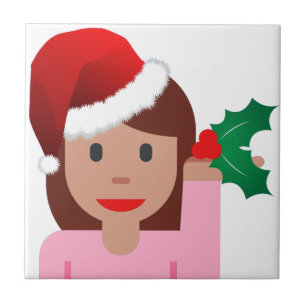 Azulejo De Cerámica emoji de chica de información de navidad