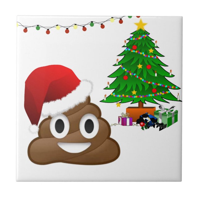 Azulejo De Cerámica emoji de poo de navidades (Frente)