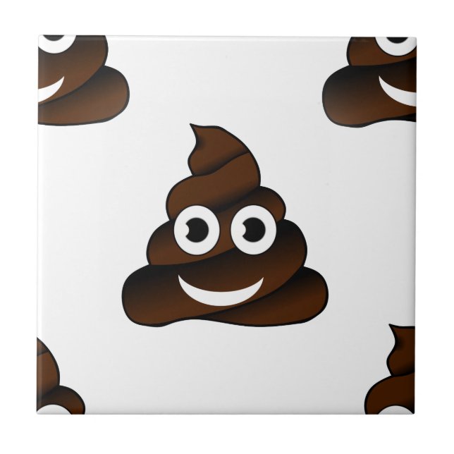 Azulejo De Cerámica emoji de poop divertida (Frente)