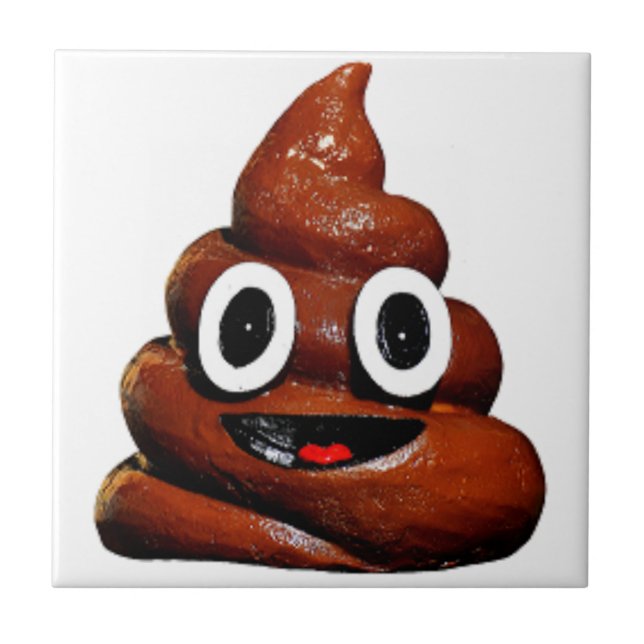 Azulejo De Cerámica emoji de poop graciosa (Frente)
