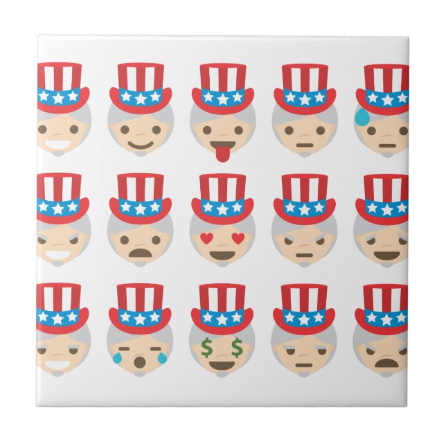 Azulejo De Cerámica emoji del tío sam (Frente)