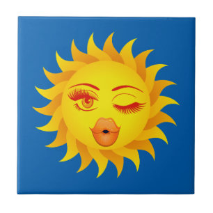 Azulejo De Cerámica Emoji solar