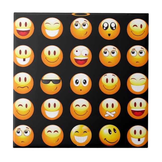 Azulejo De Cerámica emojis negras (Frente)