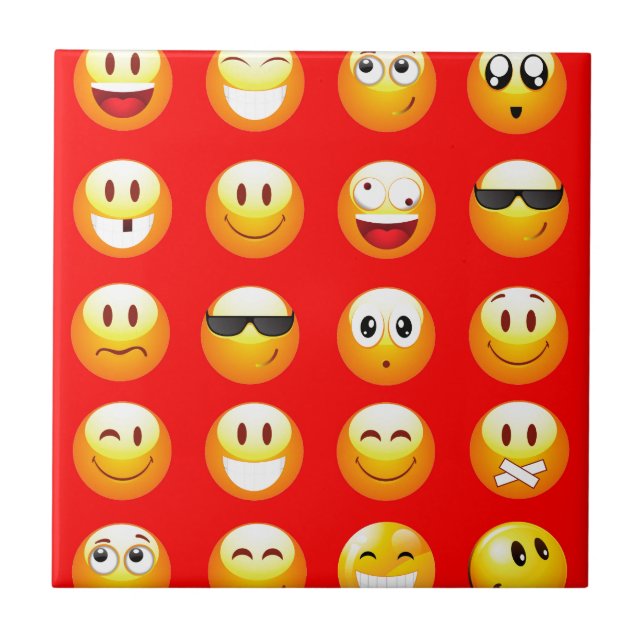 Azulejo De Cerámica emojis rojas (Frente)