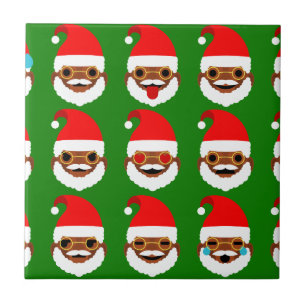 Azulejo De Cerámica emoticonos de la emoji de santa africana