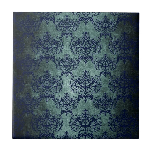 Azulejo De Cerámica En el azul profundo (Frente)