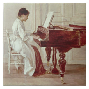 Azulejo De Cerámica En el piano, 1887 (aceite en lona)