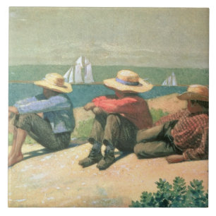 Azulejo De Cerámica En la playa, 1875 (w/c)