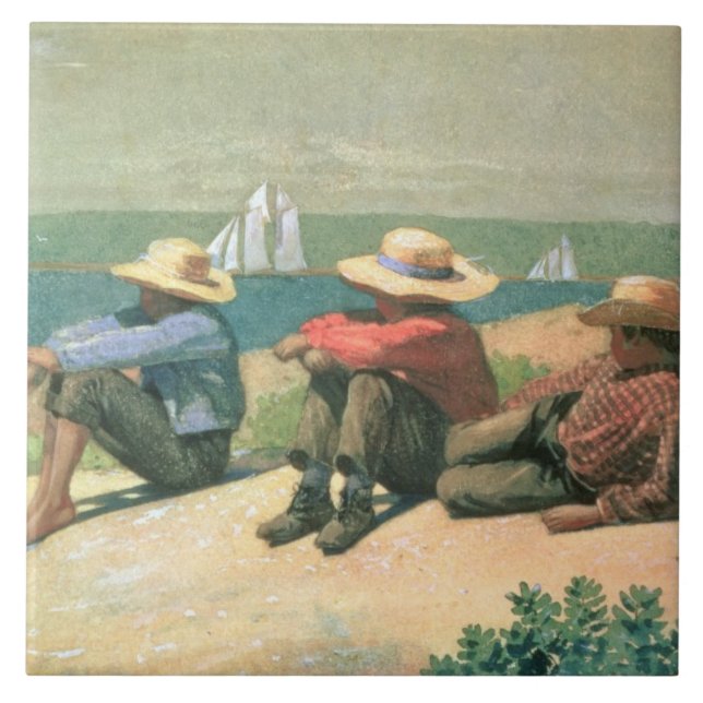 Azulejo De Cerámica En la playa, 1875 (w/c) (Frente)