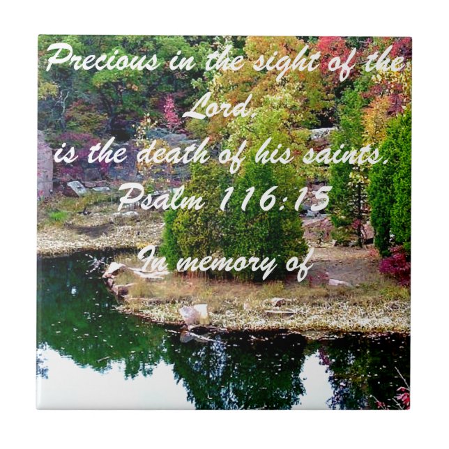 Azulejo De Cerámica En memoria de 116:15 del salmo (Frente)