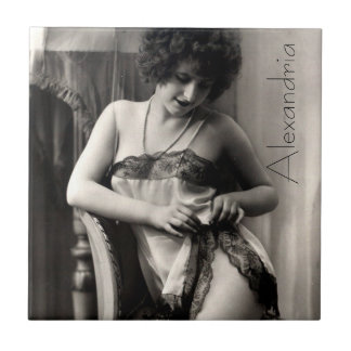 Azulejo De Cerámica Encantadora en Lace Sexy Woman Lingerie Vintage Pi